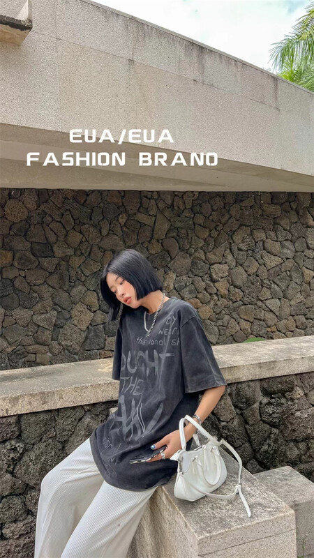 [European and American trend] letter fashion Korean Short Sleeve T-shirt 12231# L