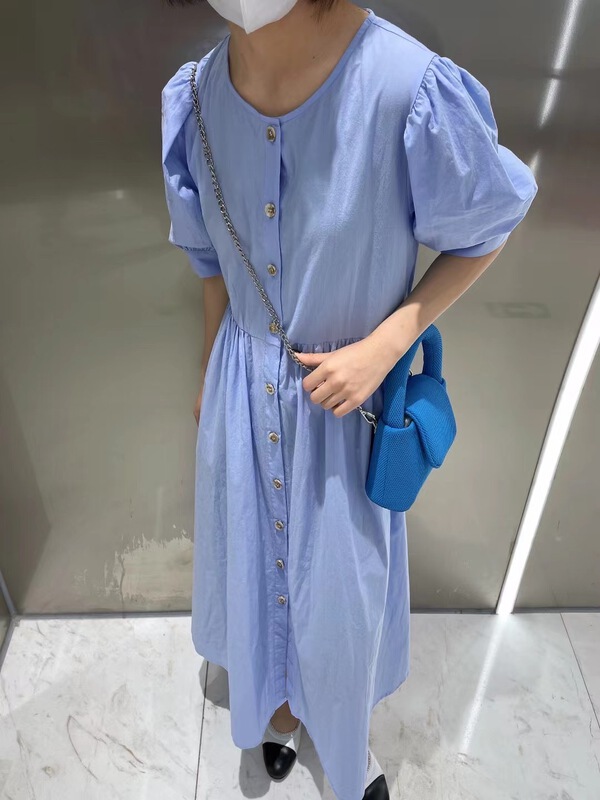 New in early summer! [Xixi studio] round neck single breasted fashion dress 9022# XYJ