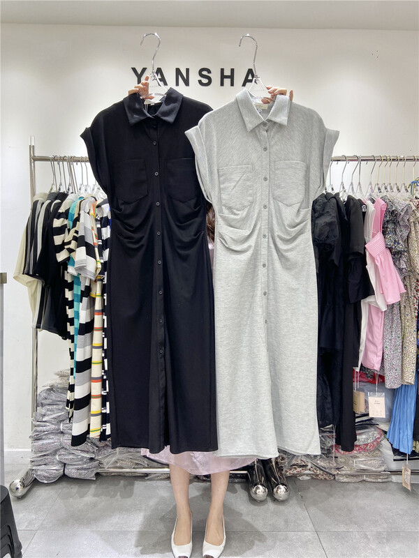 [Yan Sha] fashion temperament light familiar style breasted pleated vest dress 238# CLS