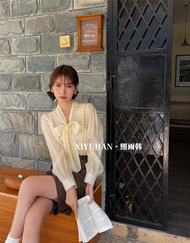 New in early summer! [xiyuhan] gentle wind clean color long sleeve temperament shirt 6176# zxx