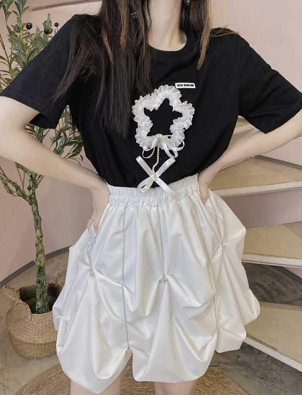 [twins] three dimensional embroidery versatile short sleeve T-shirt 3032# hjy