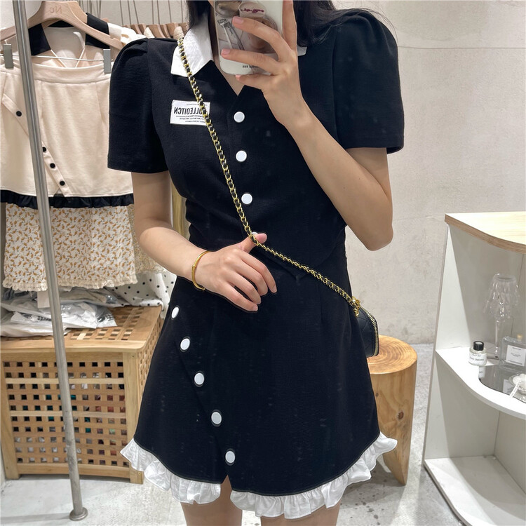 [NC edition] personalized label short coat + color matching skirt two piece suit z2381# zxx