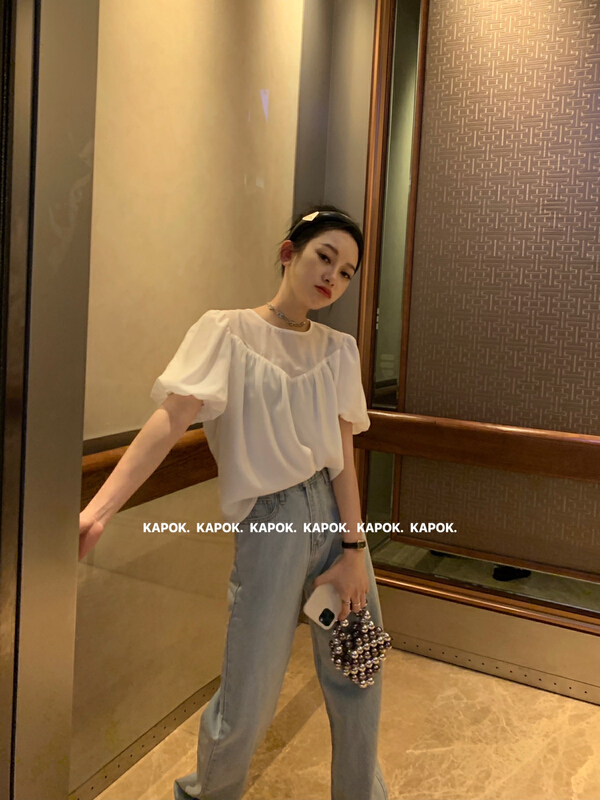 goods in stock! New in early summer! [kapok] Korean sweet and gentle shirt 9600# zxl