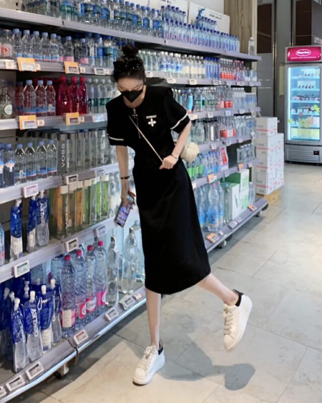 [JH] contrast color doll neck versatile dress (dress only) 41721# PCZ