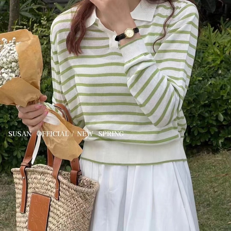 New year in early spring! [Susan] Korean lazy stripe T-shirt su8883# LSW