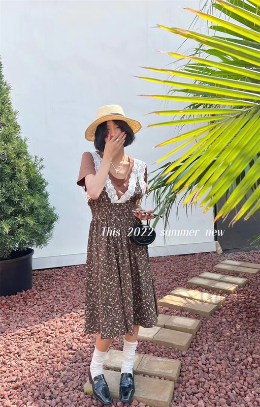 [this] small sexy Floral Lace stitched dress top281# CSX