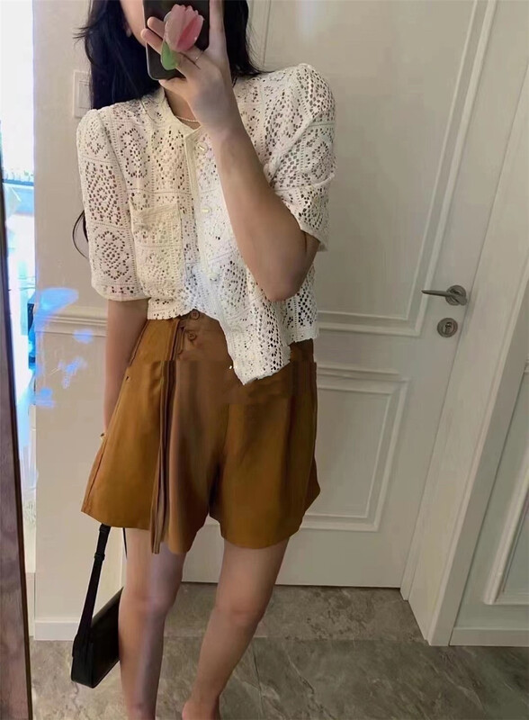 [Korean C family] round neck single breasted shirt + loose and comfortable casual pants set 8135# PCZ