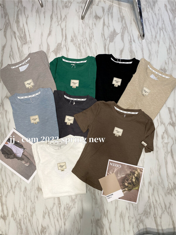New year in early spring! [JJ. Com] Korean label slim fit round neck Pullover short sleeve T-shirt 2232# LSW