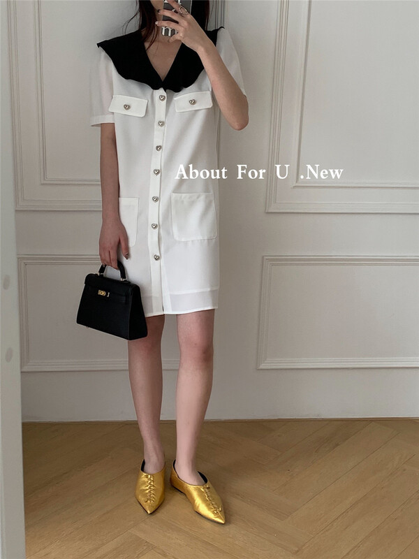 [about for u] vintage dress with stitching 66122# lwy
