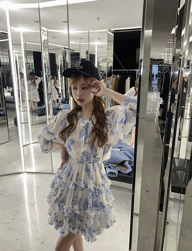 [x · h studio] French floral backless sexy dress 05018# ozq