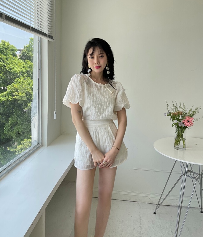 New in early summer! [mi2] simple and versatile blouse + comfortable casual shorts two piece suit a3270# JJ