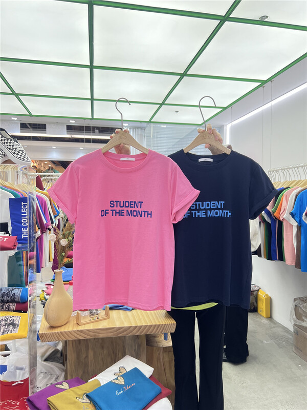 New year in early spring! [1986] simple fashion letter print loose short sleeve T-shirt 381# LSL