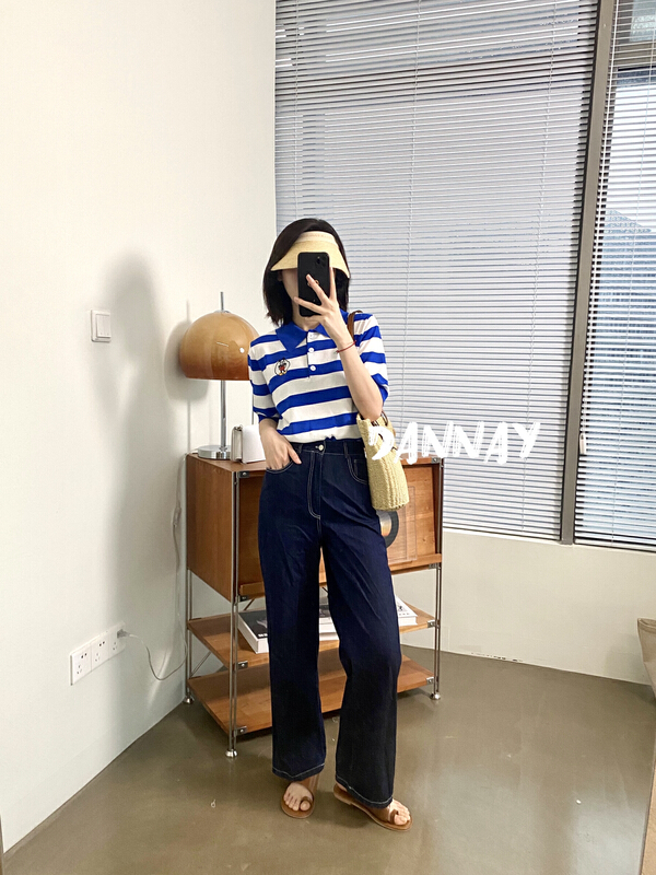 [dannay] ice hemp Korean loose and versatile Polo neck Mickey Pullover Sweater 6561# WPL