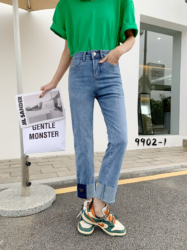New year in early spring! [Mina] spring 2022 cotton elastic straight jeans 9902-1# LSW