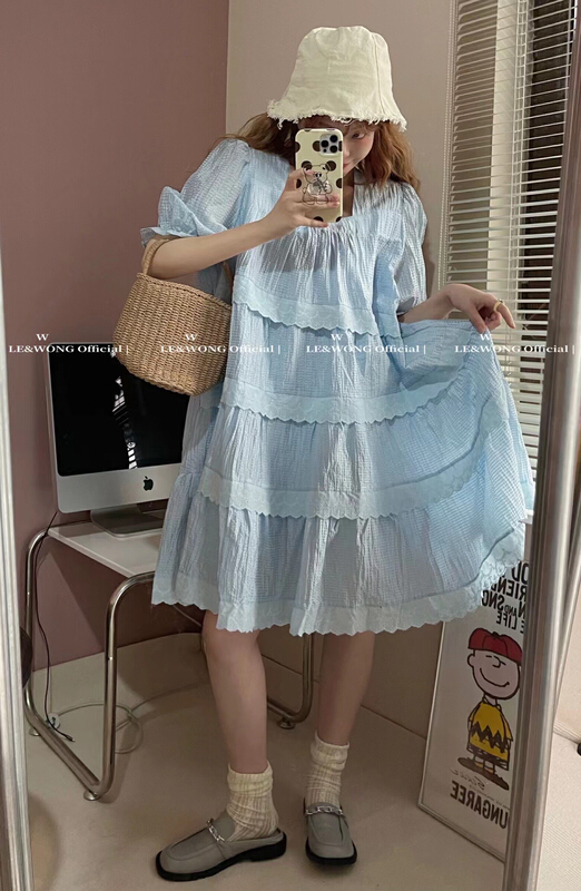 [le & Wong] Korean loose square neck dress 9081# WTT