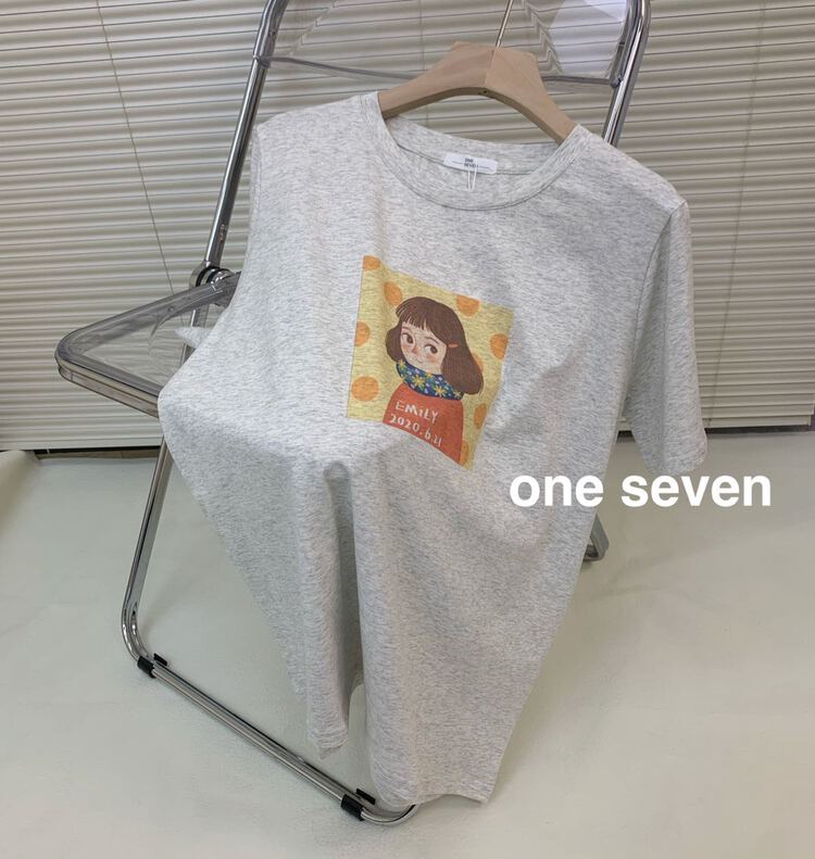 Original price 36.09! [one seven] Korean Pullover printed short sleeve T-shirt 6893# XYY