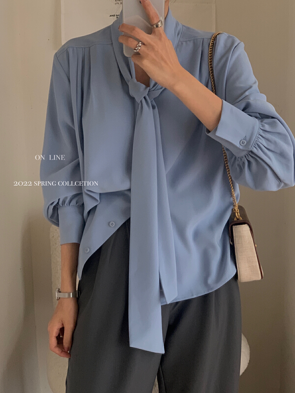 goods in stock! New year in early spring! [on line] intellectual elegant ribbon design vertical shirt 6188# lwy