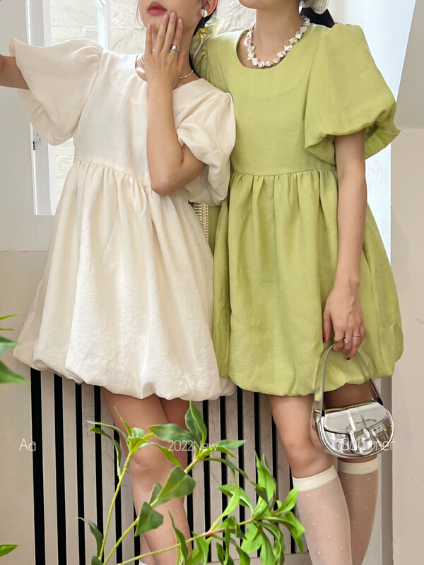 [AA studio] Korean sweet bubble sleeve dress 3286-1\l