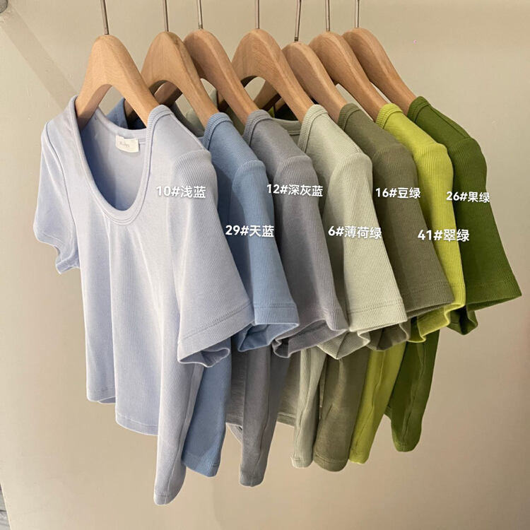 The running volume of the gear is popular! New in early summer! [bluepops] 29 color clean version versatile short sleeve T-shirt a2358# zxl