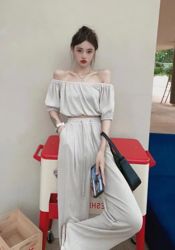 [toko. Z] versatile comfortable blouse + simple loose casual pants set 22175# cqw