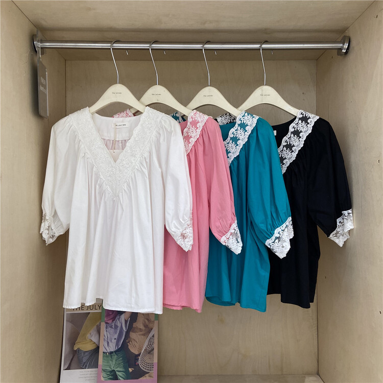 [end of July] Korean V-neck color matching shirt 812# HBx