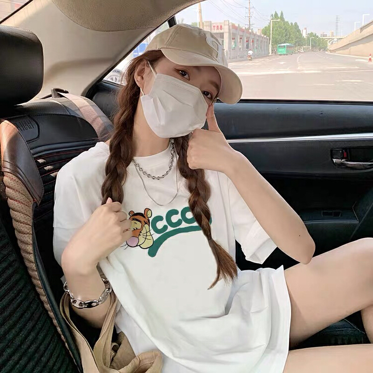 [miss Xi Xi] round neck versatile print Casual Short Sleeve T-shirt 1390# Cl