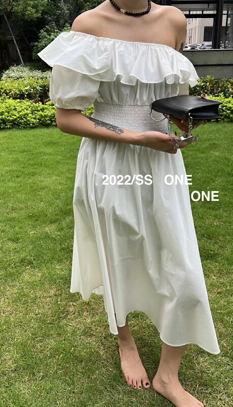 [one] Korean solid color Pleated Dress 18181# ozq