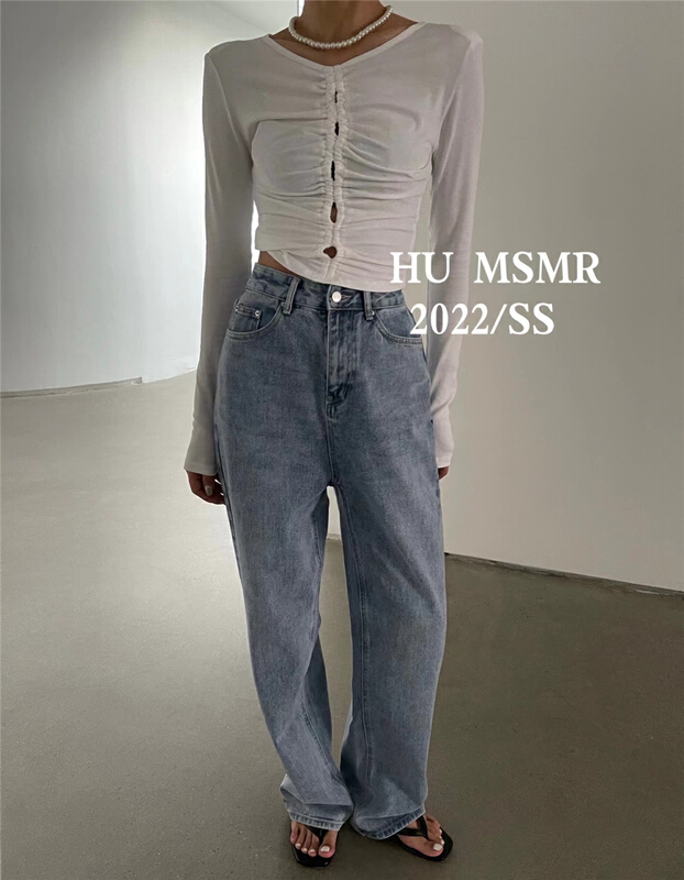 goods in stock! New year in early spring! [Hu] V-neck versatile slim long sleeve T-shirt 6566# zyh