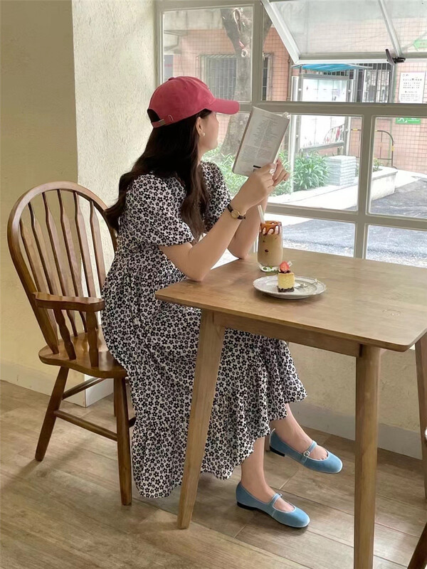 [hi] Korean Ladies' square neck button dress 5230# hjy
