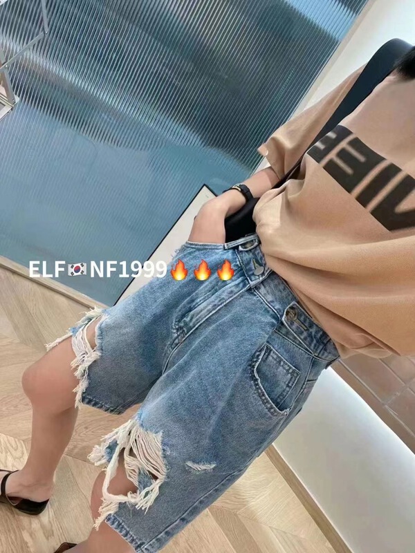 [x2 square] hole fashion Korean denim shorts 1999# ll