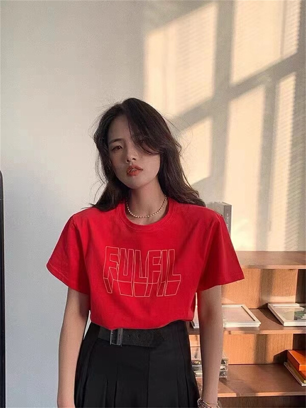 [magic Qiqi] loose and comfortable Korean Short Sleeve T-shirt t1535# ll