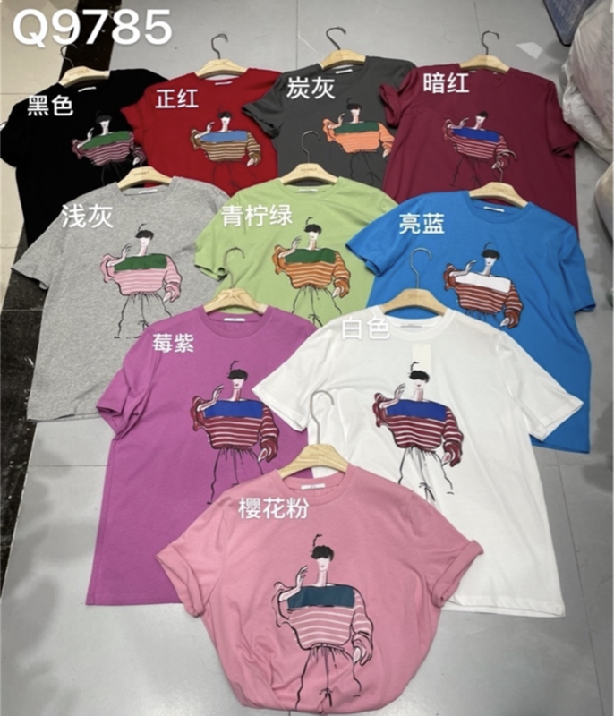 goods in stock! New in early summer! [DT] Korean fashion printed short sleeve T-shirt 9785# lwy