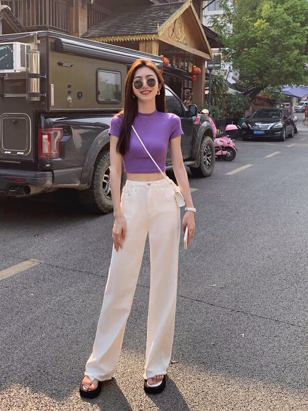 [lsjd] stretch wide leg Korean jeans mt6105# WTT