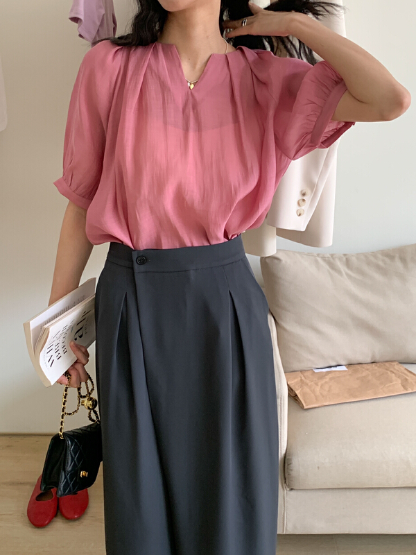 New in early summer! [Tn] Korean Short Sleeve pullover shirt c2418# cqw