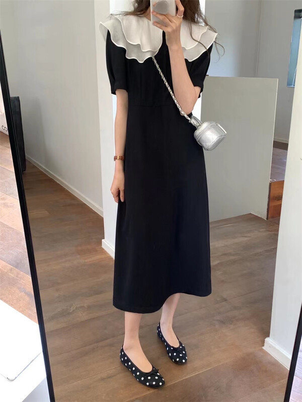 [larti] color blocking lady dress 8394# ll