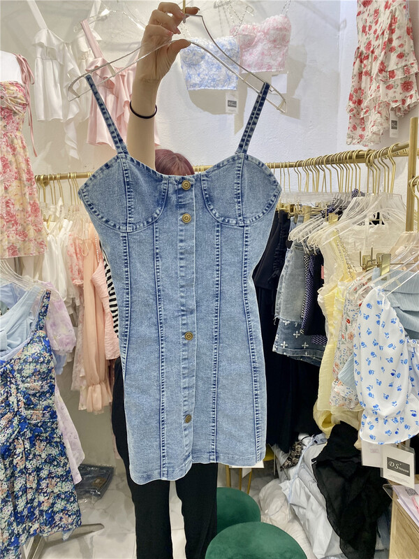 [DS +] Korean denim short dress 3176# JJ