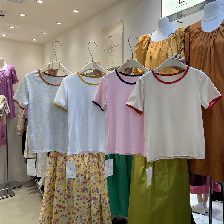 New in early summer! 【E】 Korean round neck stripe short sleeve T-shirt 18060# XYY