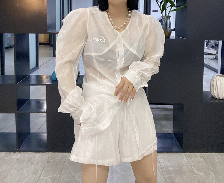 [Qijia +] letter fashion shirt + loose comfortable casual pants set 7715# JJ