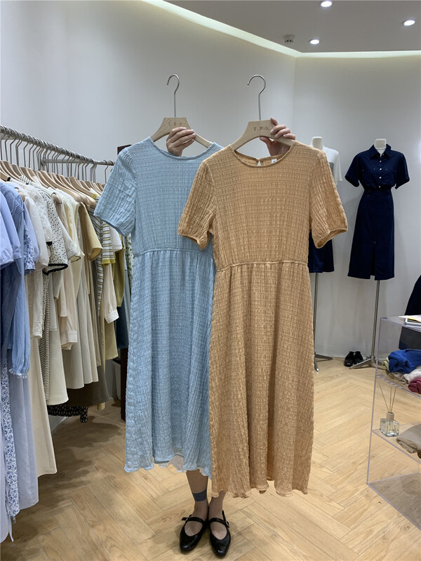 [t.b.s] Korean solid color waist dress 9081# cqw