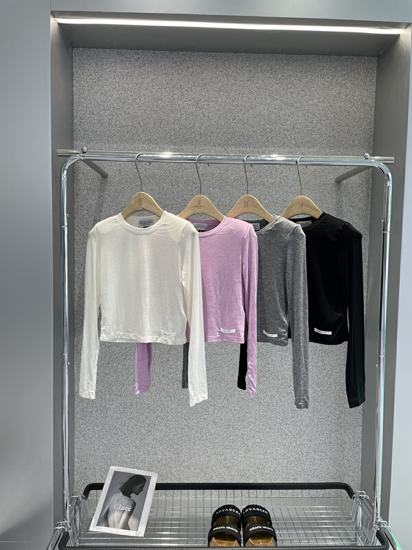 [bobo1972] Korean solid color versatile Pullover long sleeve T-shirt 216385# ozq