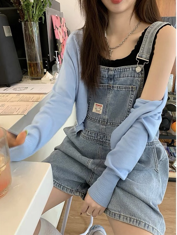 [M +] thin material wash denim suspenders m3096# CLS