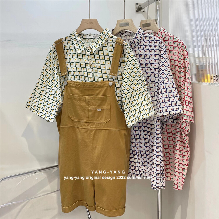 [Yang-Yang] Korean loose single breasted printed shirt c3031# CLS