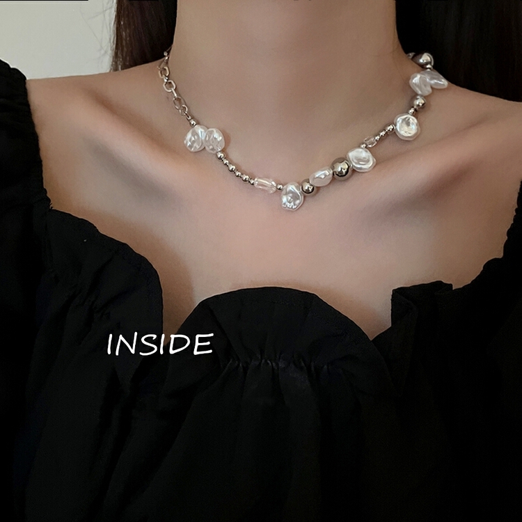[inside] spice girl sweet cool wind irregular pearl love short necklace x1887# zxl