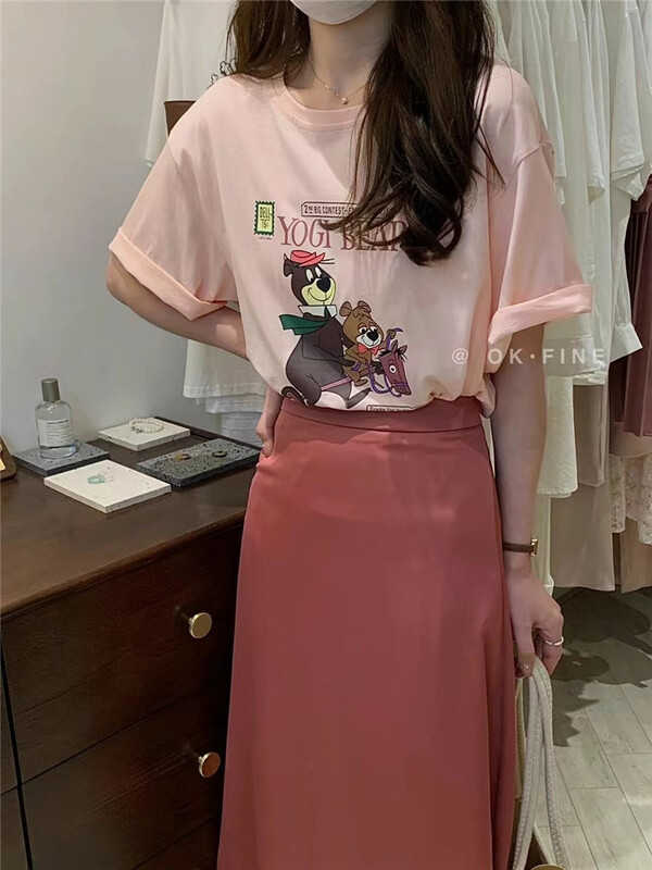New in early summer! [OK fine] Korean casual cartoon printed short sleeve T-shirt ys1-2030# HBx