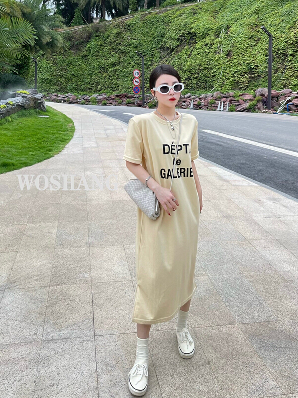 [woshang] letter short sleeve lazy style short sleeve dress 1197# XYJ