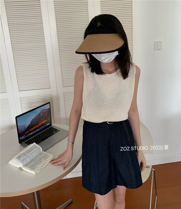 [ZOZ] high waist comfortable Korean casual shorts (with belt) 022070# L