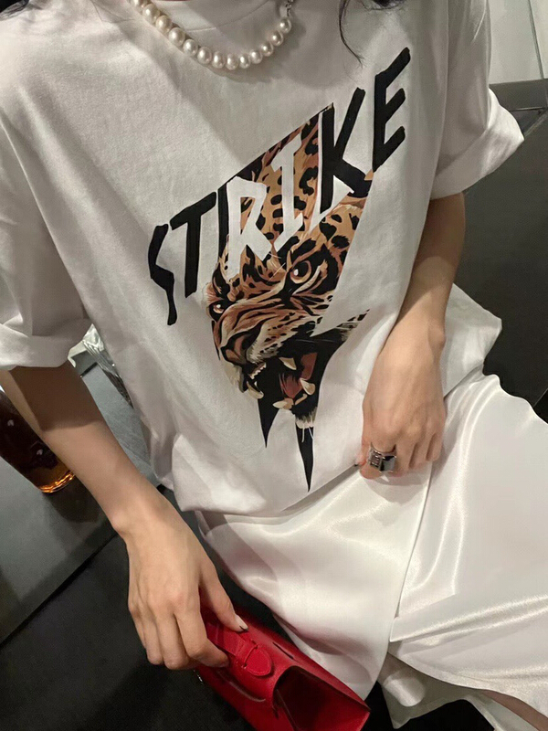 New in early summer! [c.h.z] fashionable foreign style tiger letter printing loose and versatile short sleeve T-shirt 90891# WTT