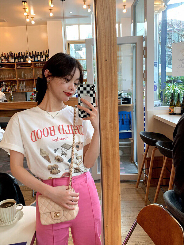 New in early summer! [wgwe] Korean casual letter printed short sleeve T-shirt 1282# PCZ