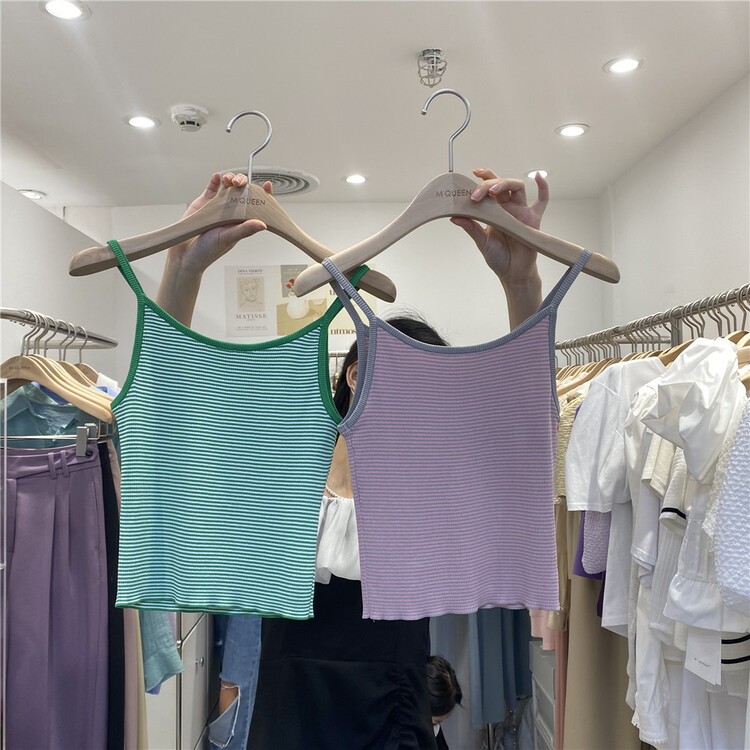 New in early summer! [M queen] simple and versatile striped knit vest / suspender 99089# HBx