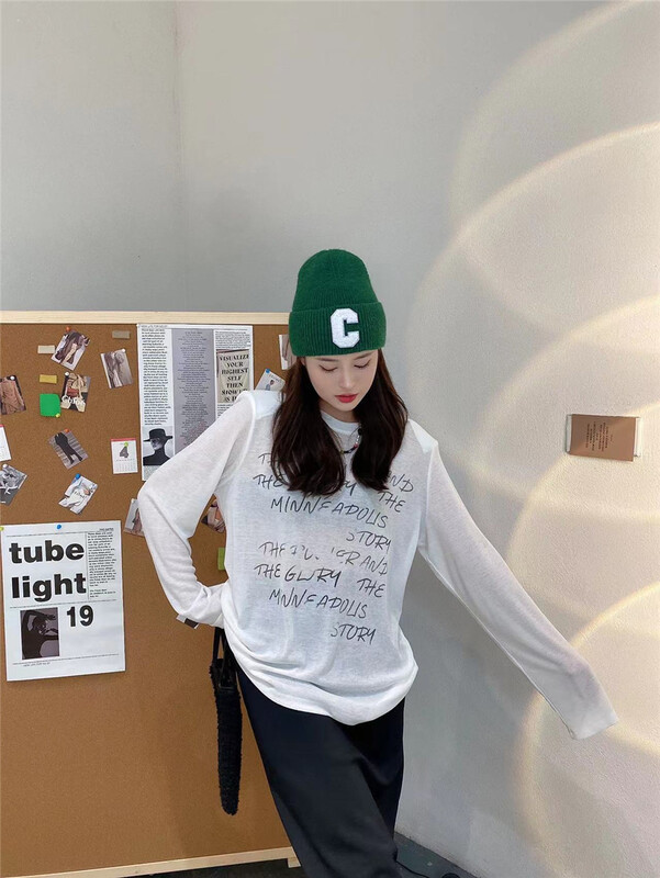New year in early spring! [modern 197] Korean version simple clean color long sleeve T-shirt 9919# zyh